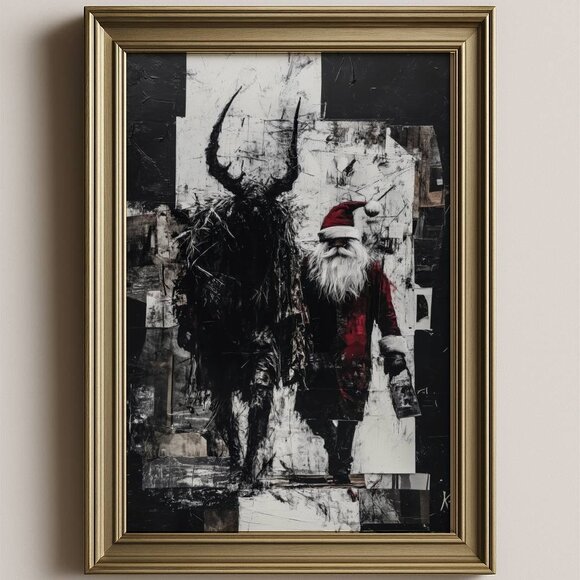 8.5x11 Crayon-Style Krampus Christmas Artwork | Creepy Cute Art Print - Picture 1 of 8